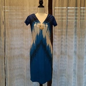 Roberto Cavalli Multi-toned blue print dress